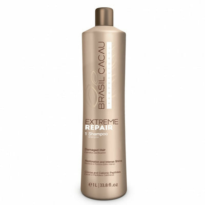 Cadiveu brasil cacau extreme repair shampoo 1000 ml, detergente delicato ideale per capelli danneggiati.