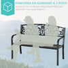 Panchina da Giardino in Metallo con Schienale Decorato, 127x60x87cm - Nero 840-036