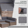Salotto da Giardino in Rattan da 7 Pezzi con Tavolino e Divano Modulabile con Cuscini, Grigio 860-020V03