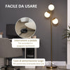 Lampada da Terra Moderna Oro e Metallo con 3 Punti Luce E27, Design Sferico in Vetro, Altezza 169cm - DecHome