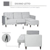 Divano Letto 3 Posti con Poggiapiedi e Schienale Reclinabile, Rivestimento Velluto e Seduta Imbottita, 218x85x86 cm, Grigio Chiaro 839-070V00LG