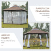 Gazebo da Giardino 3x3m con Zanzariera, Telaio in Acciaio e Doppio Tettuccio, Bianco 84C-010CF