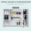 Armadietto Specchiera da Bagno con 3 Armadietti, 3 Ripiani e Luce LED, 90x15x65 cm, Bianco UJ2834-416WTUJ2