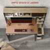 Scrivania Moderna con Ripiani e Supporto per CPU in Legno, 114x45x138cm, Grigio e Legno Naturale CK1920-081V00GYCK1