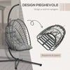 Poltrona Sospesa in Rattan PE con Cuscino, Seduta Pieghevole e Struttura in Acciaio, Grigio 867-157V00CG