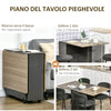 Tavolo Pieghevole da Pranzo in Truciolato con 2 Cassetti, 1 Armadietto, max. 6 Persone, 140x76x76 cm TW9835-605TW9