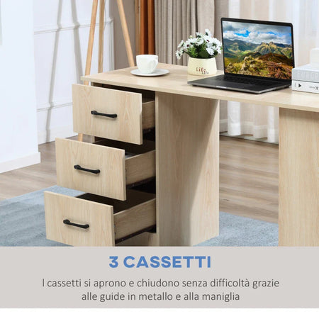 Scrivania PC Moderna per Camera con 3 Cassetti e 3 Scaffali in Legno per Casa e Ufficio 120x49x72cm VQ1836-068V01NDVQ1