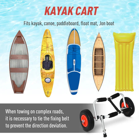 Carrello per Kayak e Canoa Pieghevole in Alluminio con Imbottiture Antiscivolo TG7A32-010TG7