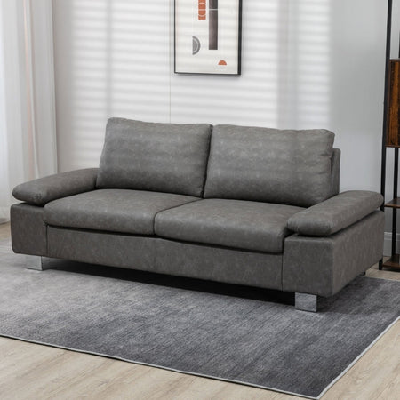 Divano 2 Posti da Salotto e Ufficio soggiorno studio Salvaspazio con Seduta Imbottita e Braccioli Regolabili, 200x88x86 cm, Grigio F839-555V00GYA