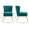 Poltrona Moderna in Stile Scandinavo Imbottita e Rivestita in Tessuto Vellutato, 56x65.5x82.5cm - Verde poltroncina sedia salotto soggiorno cucina camera ufficio studio F839-317GNA