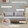 Divano 2/3 Posti imbottito Tessuto Effetto Velluto 122x71x76 Grigio YT2839-597V00GYRE2 , soggiorno salotto angolare ad angolo nero bianco marrone beige basso contenitore clic clac design moderno letto divani sala studio ufficio grande