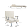 Poltrona Letto singolo materasso brandina Lettino 2 in 1 sedia con Schienale Inclinabile in 5 Posizioni, 65×69×82cm, Beige F833-040CWA