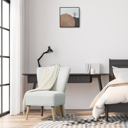 Poltrona Imbottita per Soggiorno e Sala pranzo in Stile Nordico, Poltroncina da Camera in Tessuto e Gambe in Legno - Bianco sedia salotto ufficio studio F839-189A