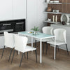 Tavolo Moderno Rettangolare Struttura in Metallo e Piano in Vetro Temperato - Bianco JH3835-479WTJH3