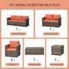 Set Mobili da Giardino 6 Pezzi in Rattan con Divani, Poltrone e Tavoli Contenitore, Marrone 860-120