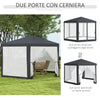 Gazebo da Giardino Esagonale con Doppio Ingresso, in Metallo e Poliestere, 3.94x3.94x2.5 m, Grigio  84C-044V02CG