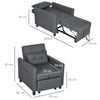 Poltrona Letto a sedia materasso brandina Letto Singolo Reclinabile su 3 Livelli con Cuscino Extra, 69x82x85cm, Grigio F839-670V00GYA