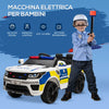 Macchina Elettrica per Bambini della Polizia, Batteria 12V e Telecomando, Sirena Luci Attacco USB per Musica, 110x68x52cm, Bianco LM2370-187V90LM2
