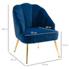 Poltrona in Velluto Imbottita con Schienale a Conchiglia per Camera e Salotto , 63x65x84cm sesia poltroncina soggiorno ufficio studio F839-205BUA