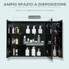 Armadietto con Specchio da Bagno a Parete in MDF con 3 Armadietti, 3 Ripiani e Luce LED, 90x15x65 cm, Nero WD6834-416BKWD6