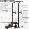 Postazione Pieghevole e Multiuso per Allenamento in Acciaio con Barra Trazioni e Sedia Romana, 92 x 178 x 200-236cm ZC7A91-092RDZC7