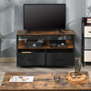 Mobile TV Stile Industriale con Cassetti Pieghevoli in Tessuto e Mensola, Mobiletto TV in Metallo e MDF, Marrone noce e Nero F839-071CGA