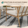 Salotto da Giardino con Divano, 2 Poltroncine e 2 Tavolini Effetto Bambù con Cuscini, Marrone 84G-272V00BN