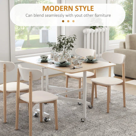 Tavolo Pieghevole Moderno a 2 Ribalte con Rotelle in MDF e Acciaio, 120x80x73cm, Marrone KG683A-049V80AKKG6