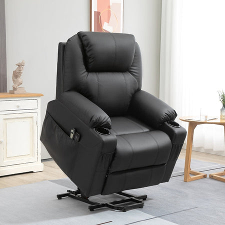 poltrona anziani disabili elettrica alza persona soggiorno salotto poltrona letto relax massaggiante con telecomando punti massaggio alzata assistita in pelle imbottita reclinabile massaggi poltrona nera poggiapiedi poltrone elettriche YGT713-096BKGTT