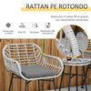 Set Mobili da Giardino in Rattan PE con 2 Sedie e Tavolino con Ripiano in Vetro, Grigio 863-085