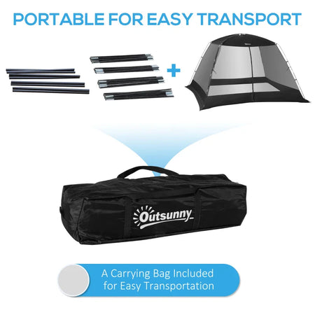 Tenda da Campeggio e Spiaggia a Rete Anti UV per 4 Persone con Borsa di Trasporto, 3x3 m Nero IQ9A20-221IQ9