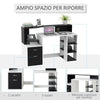 Scrivania per Ufficio con Ripiano Stampante, 2 Cassetti e 3 Mensole, in MDF Bianco e Nero, 137 x 55 x 92cm ZB4920-026ZB4