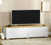 Mobile Porta TV fino a 65 con Armadietti e Ante a Ribalta in Truciolato, 140x37x45cm, Bianco e Color legno F839-734V00WTA