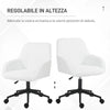 Sedia da Ufficio in Tessuto con Altezza Regolabile, Seduta Girevole e Ruote, Bianco HU8921-713V00WTHU8