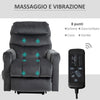Poltrona Relax Reclinabile a 135°, Massaggiante e Alzapersona con Telecomando, 79x97x103cm, Grigio TR1713-090V90CGJU4