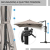 Ombrellone 3x3 m a Braccio con 8 Stecche, Pedale e Manovella, in Alluminio e Poliestere, color Khaki 84D-112V01KK
