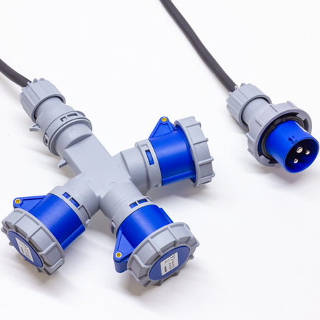 ADATTATORE INDUSTRIALE 3 PRESE 16A CON CAVO 2.2METRI - CAVO IN NEOPRENE 3G2.5 - PROTEZIONE IP67
