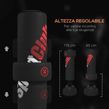 Sacco da Boxe da Terra Autoportante con Bersaglio Regolabile, Base Riempibile e Ventose, Nero  YQ1A91-302V00BKYQ1