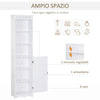 Mobiletto del Bagno a Torre 3 Ripiani Regolabili su 3 Livelli e 1 Ampio Armadietto Inferiore Manopole sull'Anta MDF Bianco 40x23x160cm ED6834-198ED6