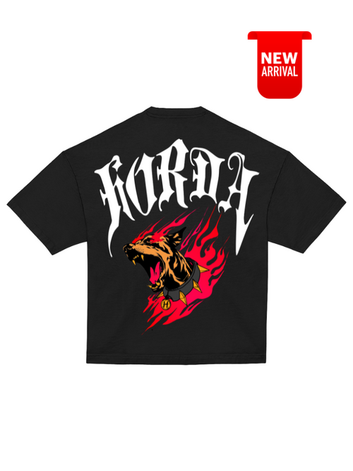 T-shirt nera 100% cotone Gotic Flame