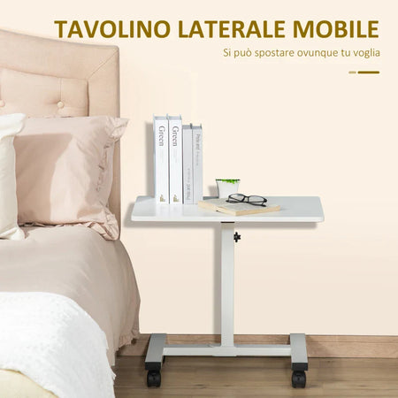 Scrivania Tavolino Porta PC Altezza Regolabile e Ruote  60x40x53-84cm Bianco QP9838-136WTQP9 , soggiorno salotto nero bianco marrone grgio alto basso design moderno sala moderno
