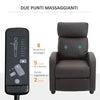 Poltrona Relax Massaggiante con Telecomando e 8 Programmi, Reclinazione e Poggiapiedi, 68x88x98cm, Marrone ZS1700-143V90BNZS1