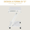 Tavolo Porta PC Classico e Salvaspazio, Piano Tastiera a Scomparsa, 4 Ruote e Ripiano Inferiore Bianco 60x48x73cm QO8836-293WTQO8