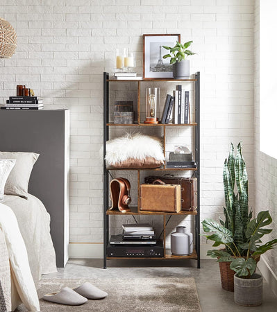 Libreria Industriale Vintage VASAGLE 5 Ripiani 74x30x150cm Scaffale Robusto Marrone e Nero