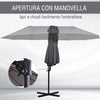 Ombrellone Doppio da Giardino in Metallo e Poliestere Anti-UV Impermeabile, 440x270x250cm, Grigio 84D-085GY
