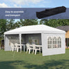 Gazebo da esterno bianco con Finestre Regolabile in Altezza e tende Removibili 5.9x3x2.7m 84C-431V00WT
