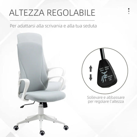 Sedia da Ufficio Ergonomica con Altezza Regolabile e Funzione di Inclinazione, 62x56x110-119.5 cm TR9921-637V00LGTR9