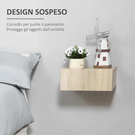 Set 2 Comodini Sospesi in Legno, Design Moderno, 40x30x15cm - Color Legno GH5831-481NDGH5
