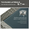 Set Lettino Prendisole e Tavolino in Rattan PE, Sdraio da Giardino Regolabile su 5 Posizioni e Tavolino a 2 Ripiani, Bianco Crema 862-054GY