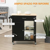 Carrello da Cucina in Legno con Cassetto, Armadietto e Ruote, 83x45x88cm, Nero HG7801-214HG7